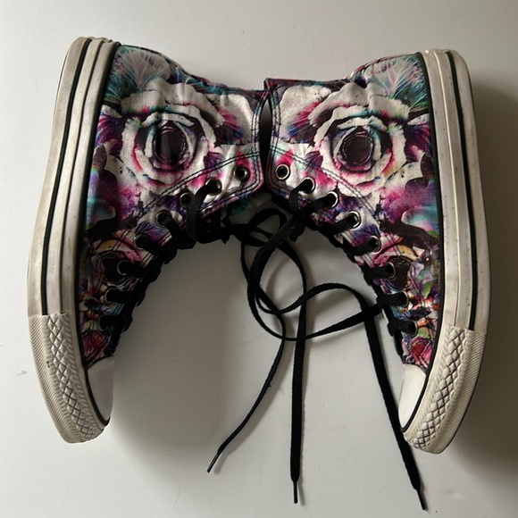 Converse High Top Sneakers in White with Purple, Pink, Blue Floral Print - Picture 7 of 16